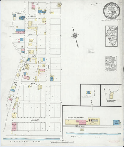 Sanborn Fire Insurance Map from Elsah, Jersey County, Illinois (1921), Sheet #0001 - Historic Sanborn Fire Insurance Map Print, vintage old map wall art, antique decor, genealogy gift, Illinois Illinois map