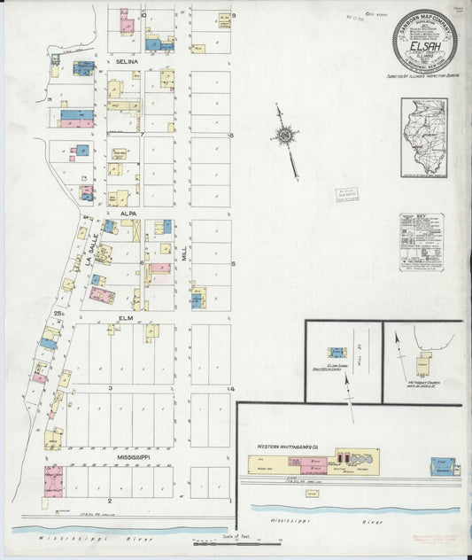 Sanborn Fire Insurance Map from Elsah, Jersey County, Illinois (1921), Sheet #0001 - Historic Sanborn Fire Insurance Map Print, vintage old map wall art, antique decor, genealogy gift, Illinois Illinois map