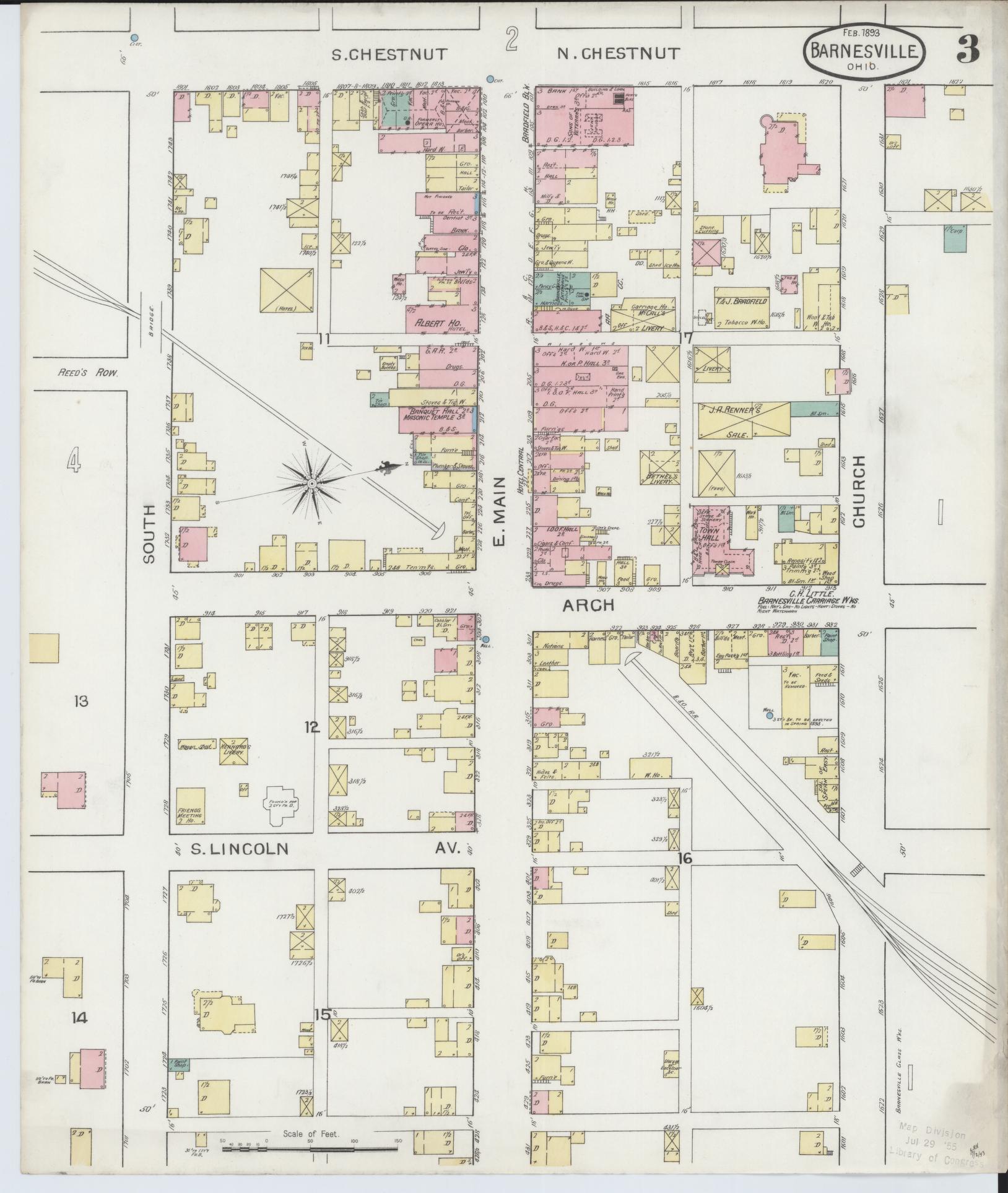 Sanborn Fire Insurance Map from Barnesville, Belmont County, Ohio (1893), Sheet #0003 - Complete Map Set gallery image, historic Sanborn map, vintage wall art, Ohio Ohio