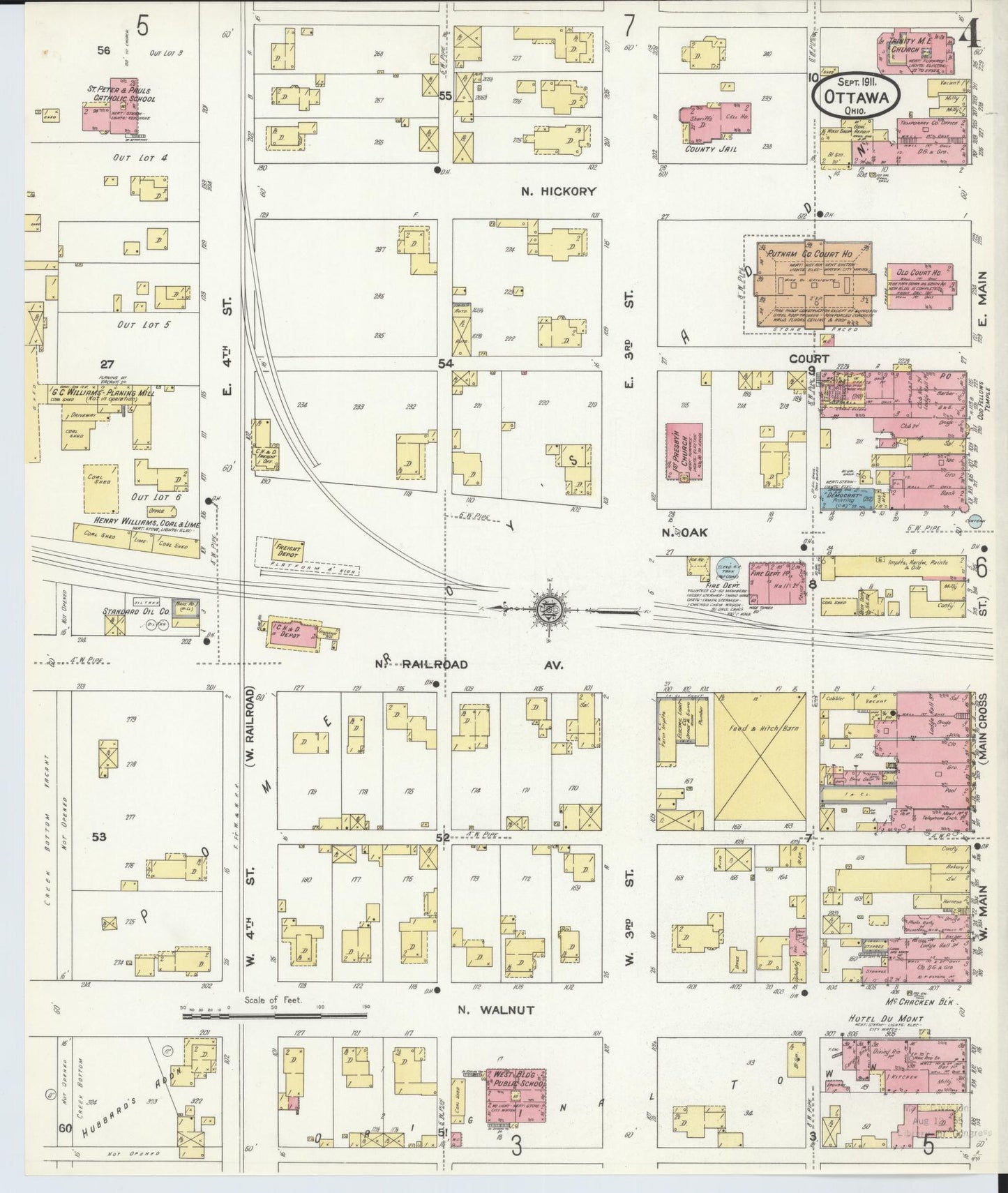 Sanborn Fire Insurance Map from Ottawa, Putnam County, Ohio (1911), Sheet #0004 - Complete Map Set gallery image, historic Sanborn map, vintage wall art, Ohio Ohio