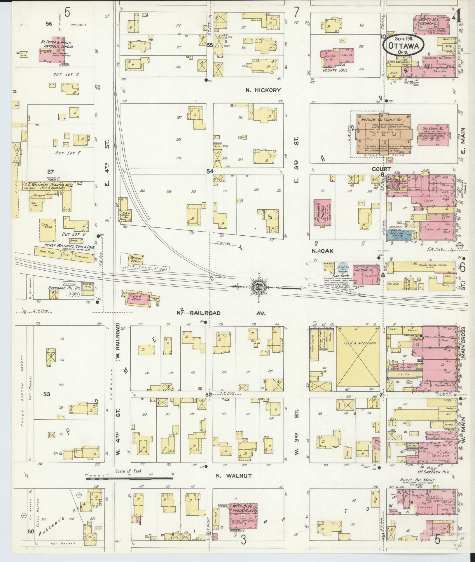 Sanborn Fire Insurance Map from Ottawa, Putnam County, Ohio (1911), Sheet #0004 - Complete Map Set gallery image, historic Sanborn map, vintage wall art, Ohio Ohio