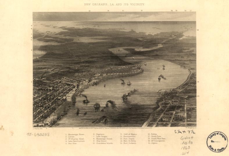New Orleans, La. and its vicinity. (1863) – Historic Bird’s-Eye View Panorama Print
