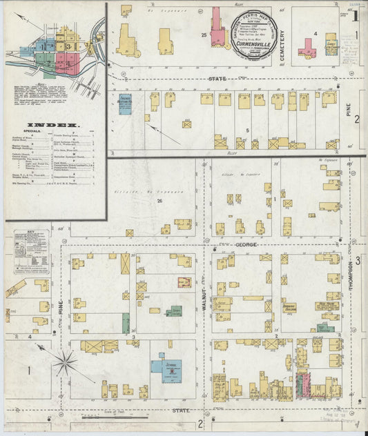 Sanborn Fire Insurance Map from Curwensville, Clearfield County, Pennsylvania (1900), Sheet #0001 - Historic Sanborn Fire Insurance Map Print, vintage old map wall art, antique decor, genealogy gift, Pennsylvania Pennsylvania map