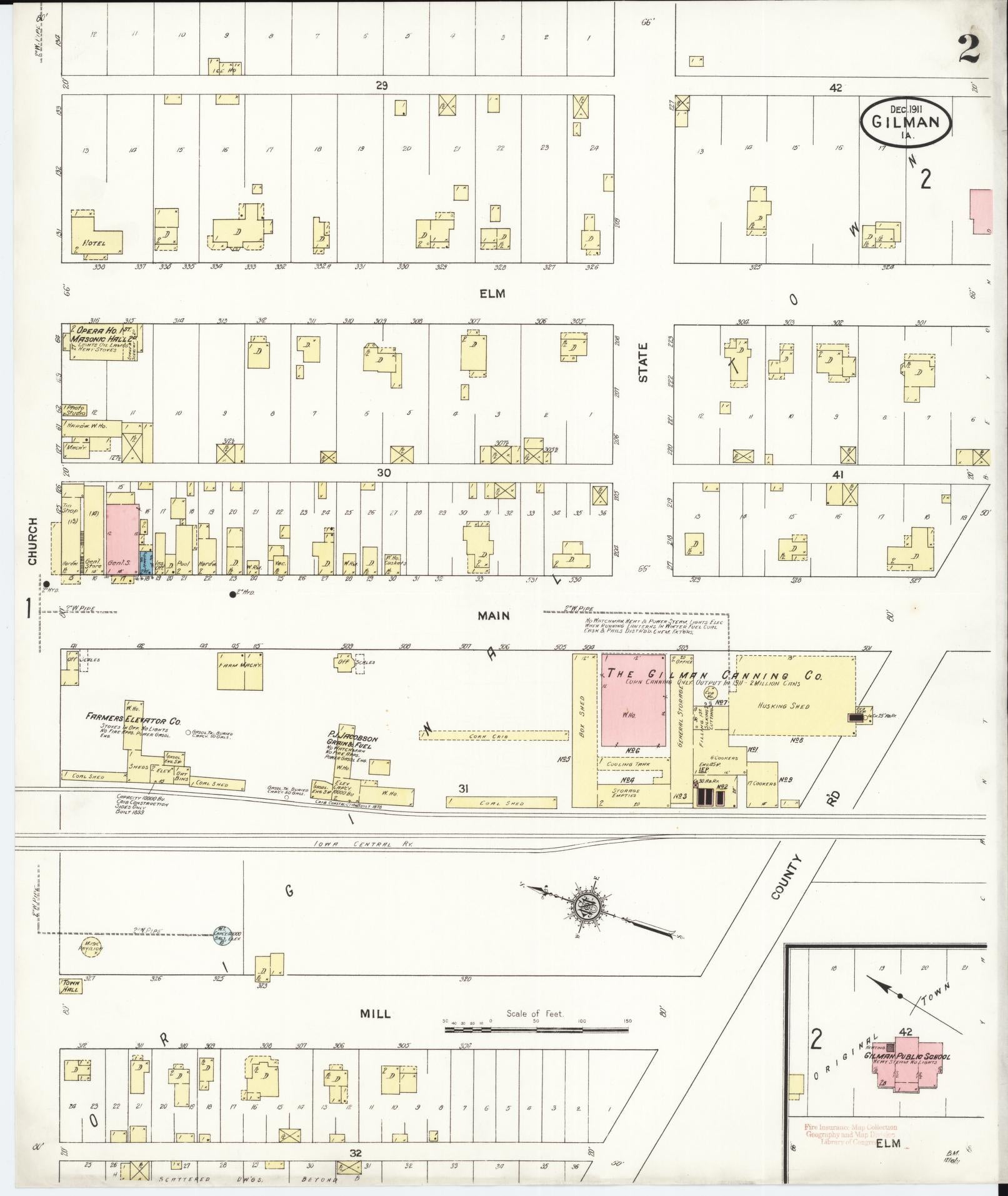 Sanborn Fire Insurance Map from Gilman, Marshall County, Iowa (1911), Sheet #0002 - Historic Sanborn Fire Insurance Map Print, vintage old map wall art