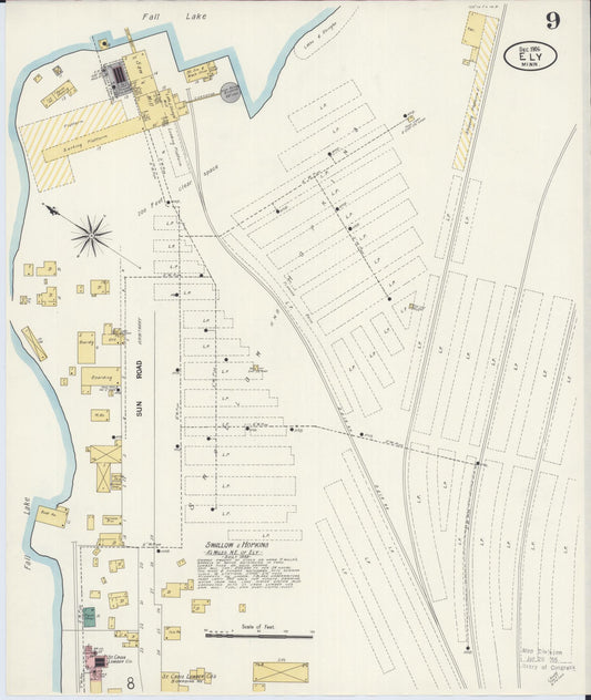 Sanborn Fire Insurance Map from Ely, Saint Louis County, Minnesota (1906), Sheet #0009 - Historic Sanborn Fire Insurance Map Print, vintage old map wall art, antique decor, genealogy gift, Minnesota Minnesota map
