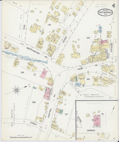 Sanborn Fire Insurance Map from Hot Springs, Garland County, Arkansas (1892), Sheet #0004 - Complete Map Set gallery image, historic Sanborn map, vintage wall art, Arkansas Arkansas