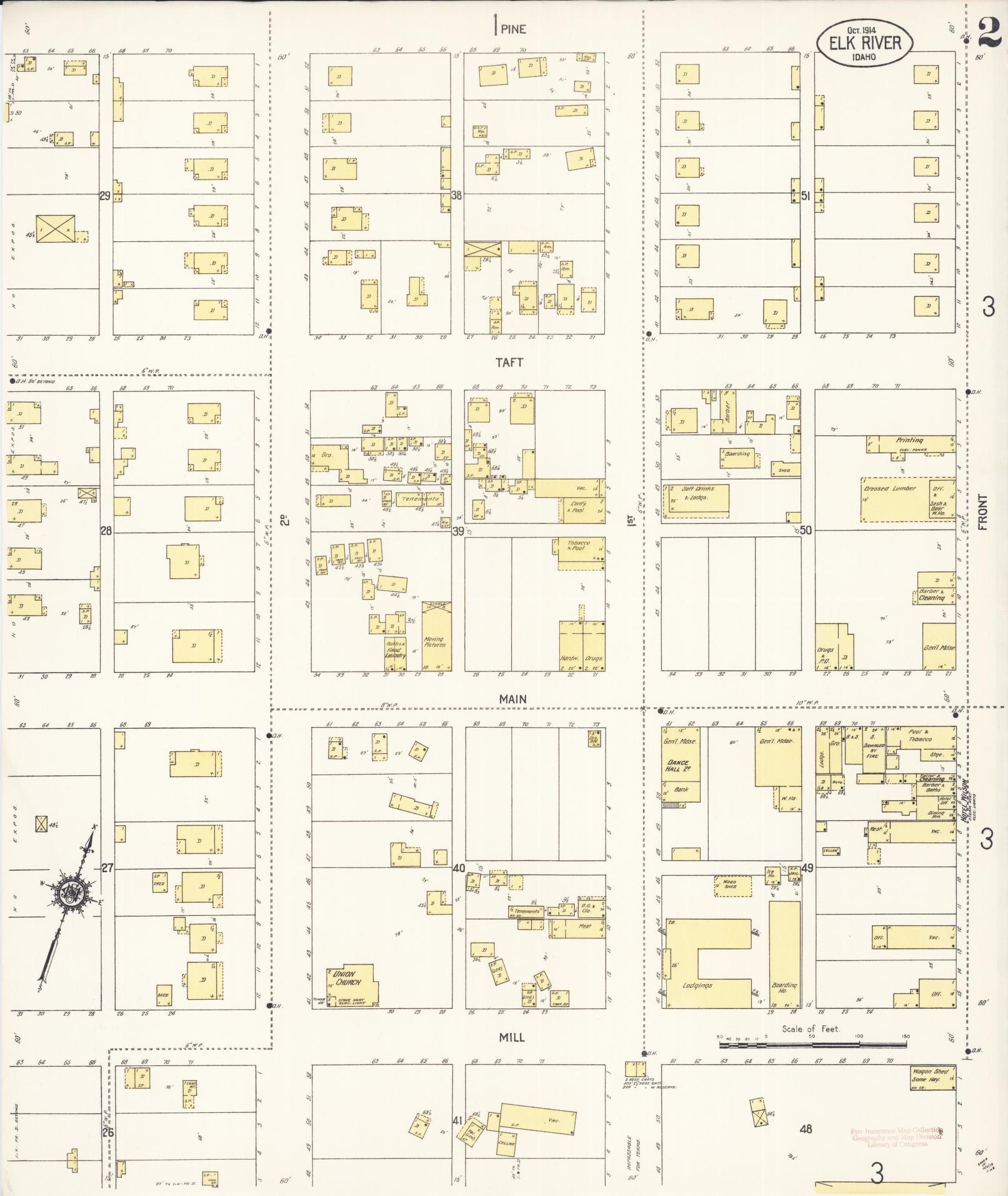 Sanborn Fire Insurance Map from Elk River, Clearwater County, Idaho (1914), Sheet #0002 - Historic Sanborn Fire Insurance Map Print, vintage old map wall art, antique decor, genealogy gift, Idaho Idaho map