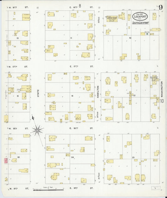 Sanborn Fire Insurance Map from Lockport, Will County, Illinois (1909), Sheet #0009 - Historic Sanborn Fire Insurance Map Print, vintage old map wall art, antique decor, genealogy gift, Illinois Illinois map
