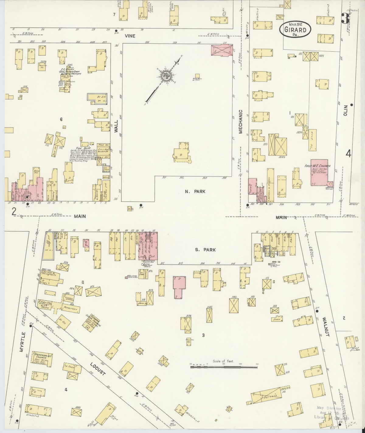 Sanborn Fire Insurance Map from Girard, Erie County, Pennsylvania (1912), Sheet #0003 - Complete Map Set gallery image, historic Sanborn map, vintage wall art, Pennsylvania Pennsylvania