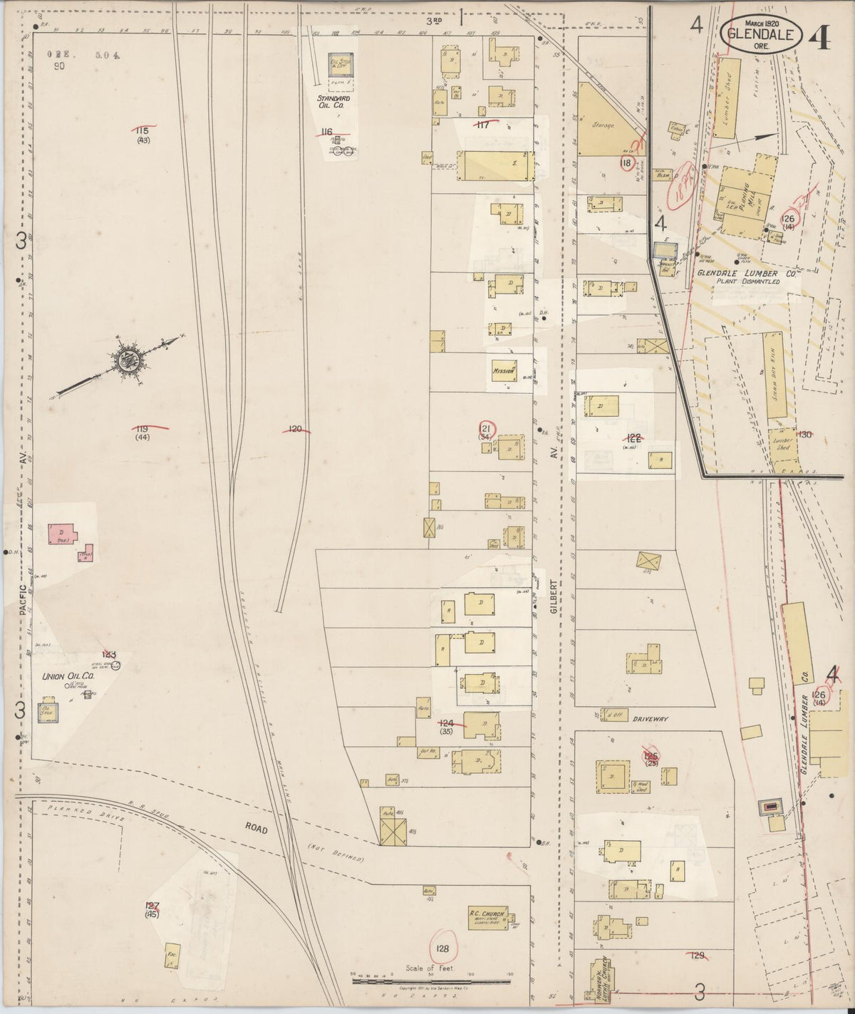 Sanborn Fire Insurance Map from Glendale, Douglas County, Oregon (1931), Sheet #0004 - Historic Sanborn Fire Insurance Map Print, vintage old map wall art, antique decor, genealogy gift, Oregon Oregon map