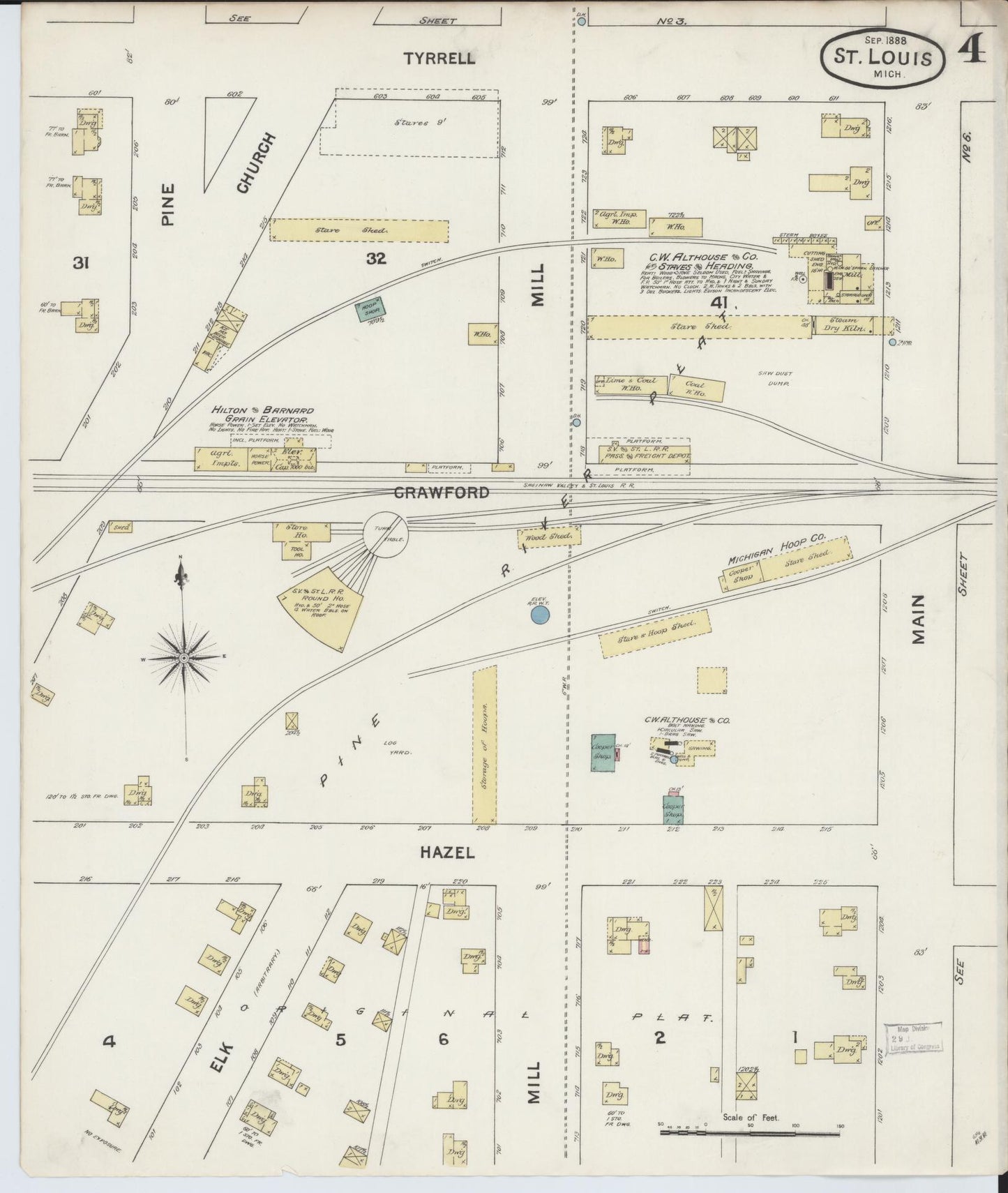 Sanborn Fire Insurance Map from Saint Louis, Gratiot County, Michigan (1888), Sheet #0004 - Complete Map Set gallery image, historic Sanborn map, vintage wall art, Michigan Michigan