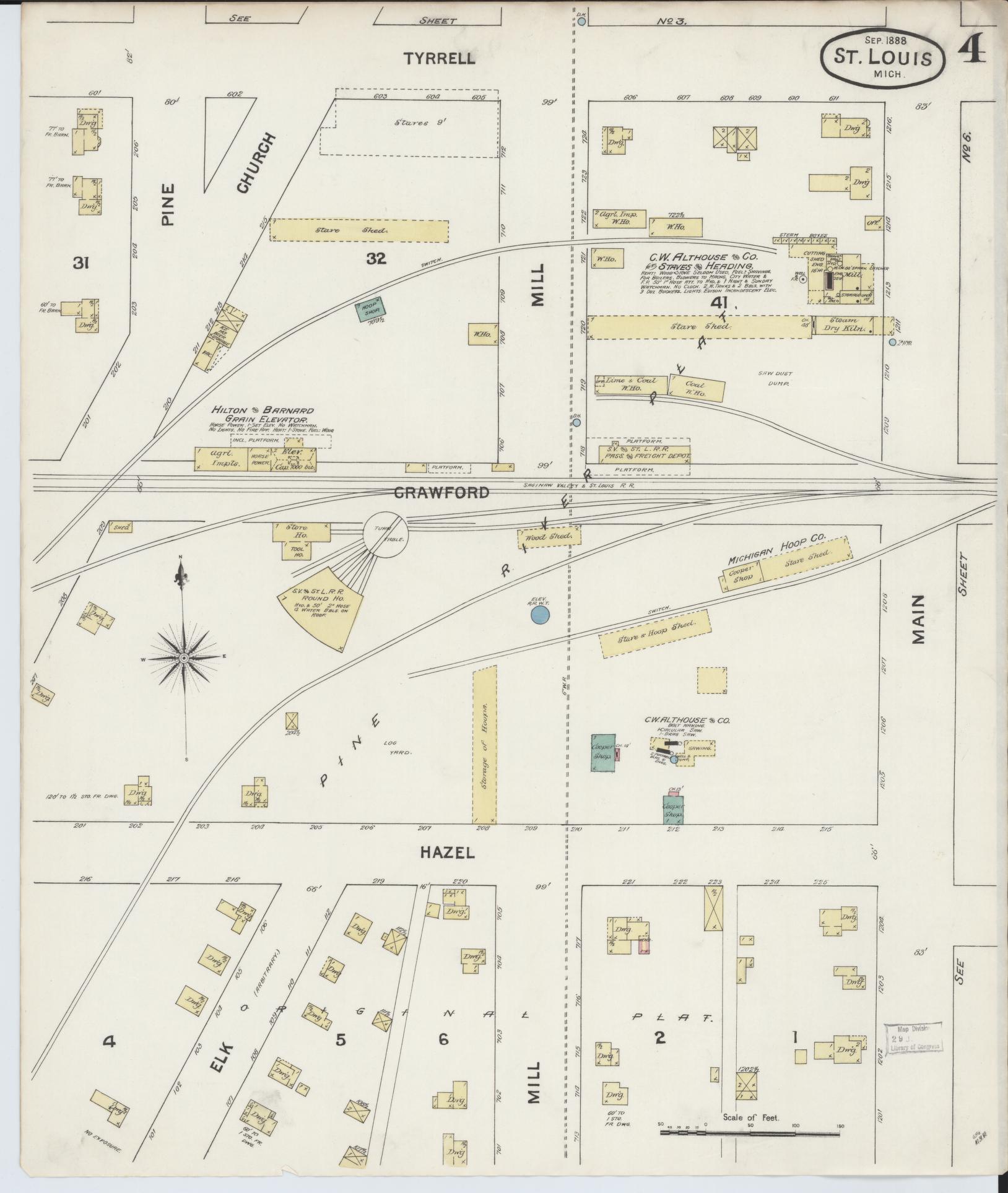 Sanborn Fire Insurance Map from Saint Louis, Gratiot County, Michigan (1888), Sheet #0004 - Complete Map Set gallery image, historic Sanborn map, vintage wall art, Michigan Michigan