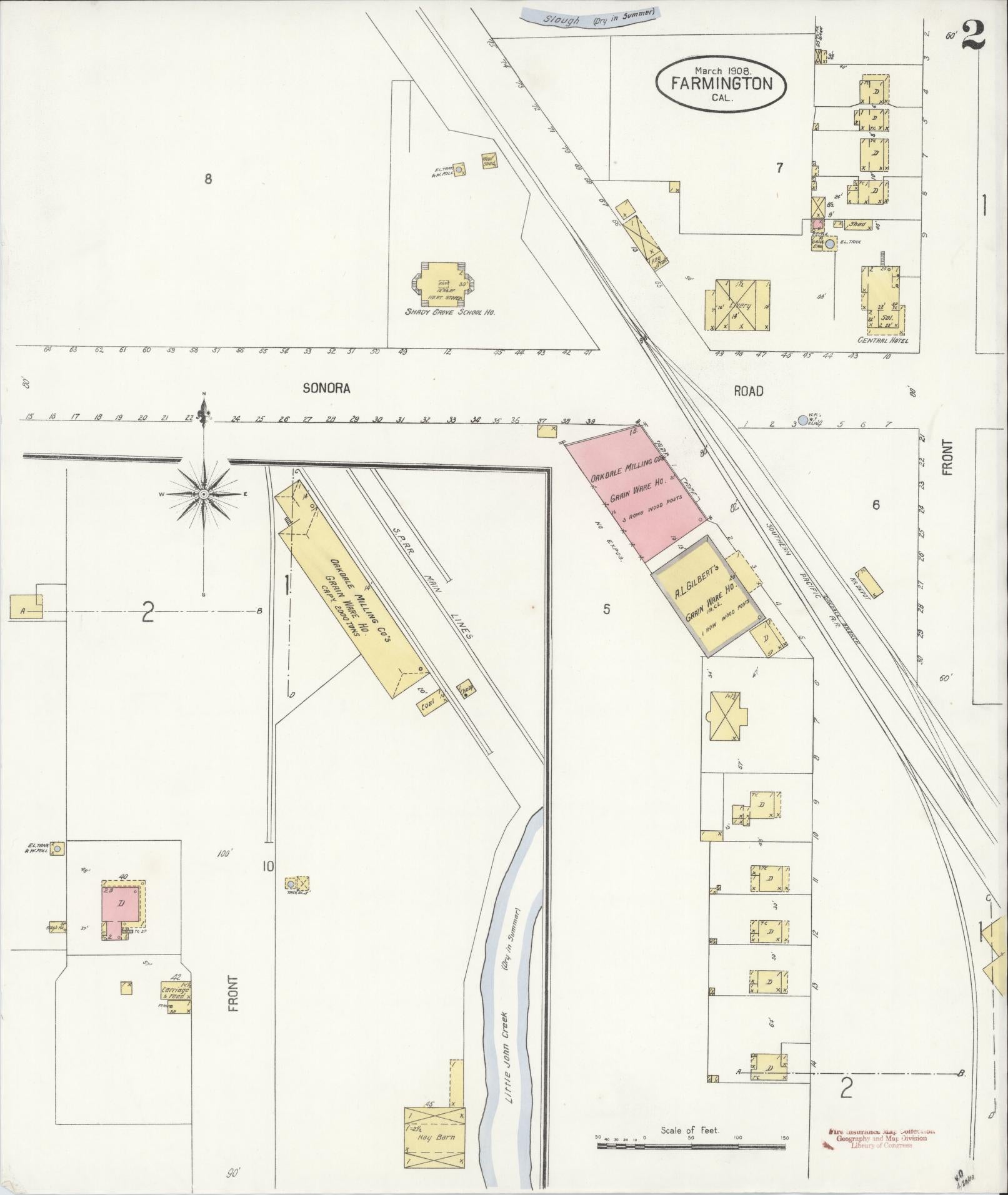 Sanborn Fire Insurance Map from Farmington, San Joaquin County, California (1908), Sheet #0002 - Historic Sanborn Fire Insurance Map Print, vintage old map wall art, antique decor, genealogy gift, California California map