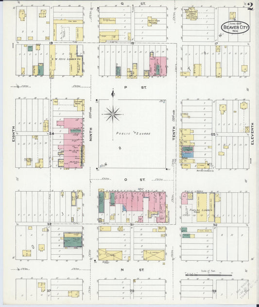 Sanborn Fire Insurance Map from Beaver City, Furnas County, Nebraska (1909), Sheet #0002 - Historic Sanborn Fire Insurance Map Print, vintage old map wall art, antique decor, genealogy gift, Nebraska Nebraska map