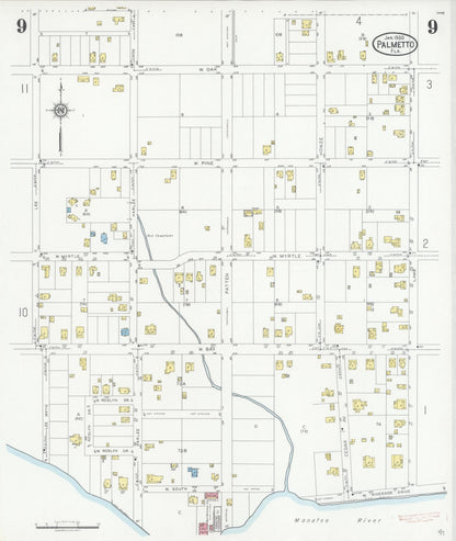 Sanborn Fire Insurance Map from Palmetto, Manatee County, Florida (1930), Sheet #0009 - Historic Sanborn Fire Insurance Map Print, vintage old map wall art, antique decor, genealogy gift, Florida Florida map