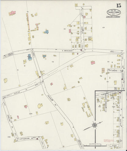 Sanborn Fire Insurance Map from Tarrytown, Westchester County, New York (1915), Sheet #0015 - Historic Sanborn Fire Insurance Map Print, vintage old map wall art, antique decor, genealogy gift, New York New York map