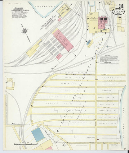 Sanborn Fire Insurance Map from Cadillac, Wexford County, Michigan (1914), Sheet #0031 - Complete Map Set gallery image, historic Sanborn map, vintage wall art, Michigan Michigan