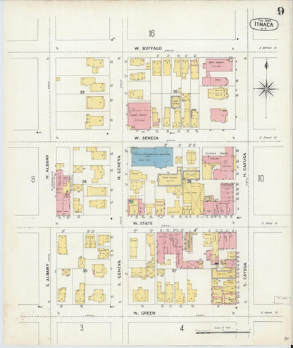 Sanborn Fire Insurance Map from Ithaca, Tompkins County, New York (1904), Sheet #0009 - Complete Map Set gallery image, historic Sanborn map, vintage wall art, New York New York