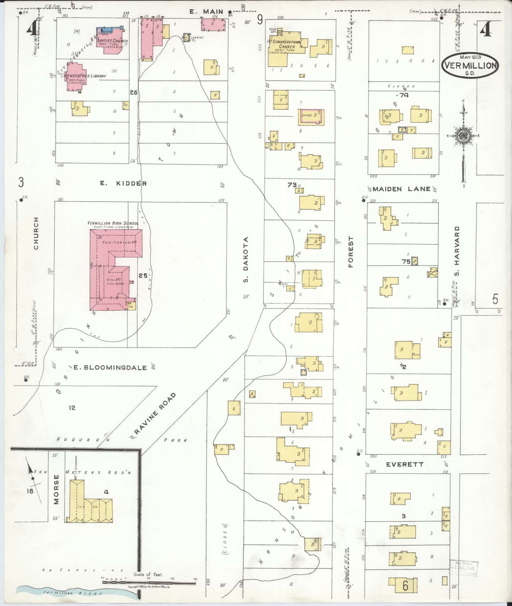 Sanborn Fire Insurance Map from Vermillion, Clay County, South Dakota (1923), Sheet #0004 - Complete Map Set gallery image, historic Sanborn map, vintage wall art, South Dakota South Dakota