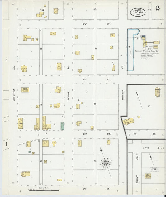 Sanborn Fire Insurance Map from Kiowa, Pittsburg County, Oklahoma (1904), Sheet #0002 - Historic Sanborn Fire Insurance Map Print, vintage old map wall art, antique decor, genealogy gift, Oklahoma Oklahoma map