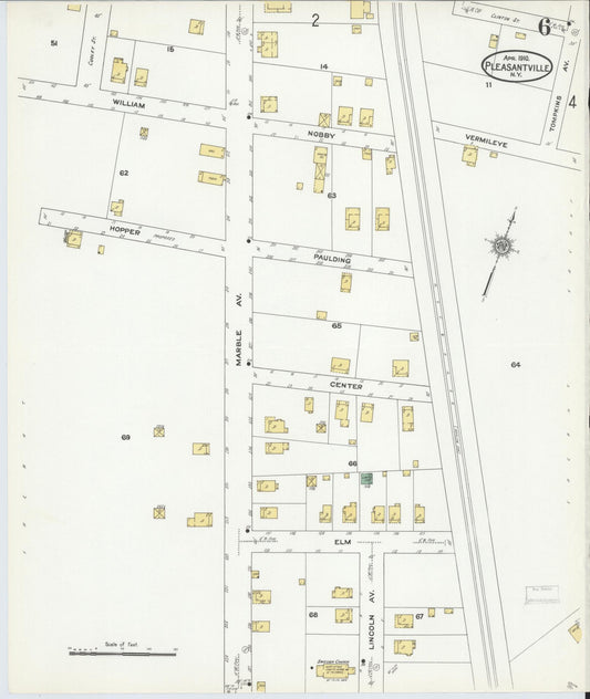 Sanborn Fire Insurance Map from Pleasantville, Westchester County, New York (1910), Sheet #0006 - Historic Sanborn Fire Insurance Map Print, vintage old map wall art, antique decor, genealogy gift, New York New York map
