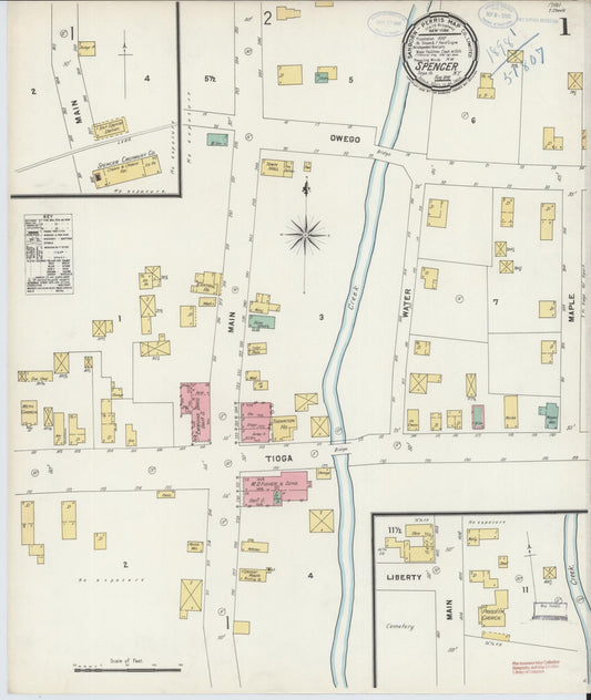 Sanborn Fire Insurance Map from Spencer, Tioga County, New York (1898), Sheet #0001 - Complete Map Set gallery image, historic Sanborn map, vintage wall art, New York New York