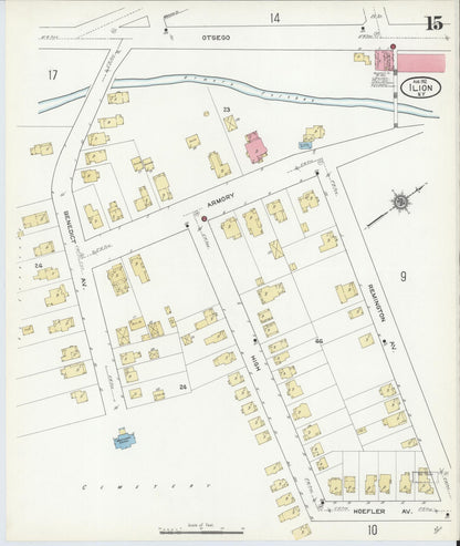 Sanborn Fire Insurance Map from Ilion, Herkimer County, New York (1912), Sheet #0015 - Historic Sanborn Fire Insurance Map Print, vintage old map wall art, antique decor, genealogy gift, New York New York map