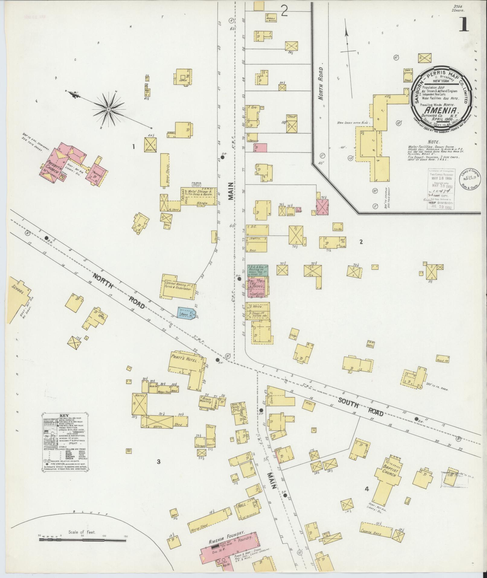 Sanborn Fire Insurance Map from Amenia, Dutchess County, New York. (1900) – Historic Sanborn Fire Insurance Map Print