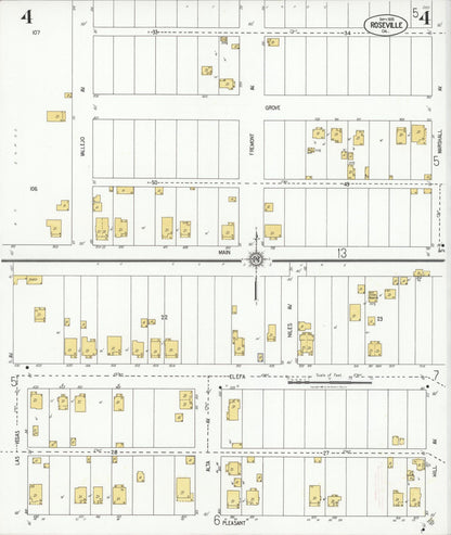 Sanborn Fire Insurance Map from Roseville, Placer County, California (1925), Sheet #0004 - Complete Map Set gallery image, historic Sanborn map, vintage wall art, California California