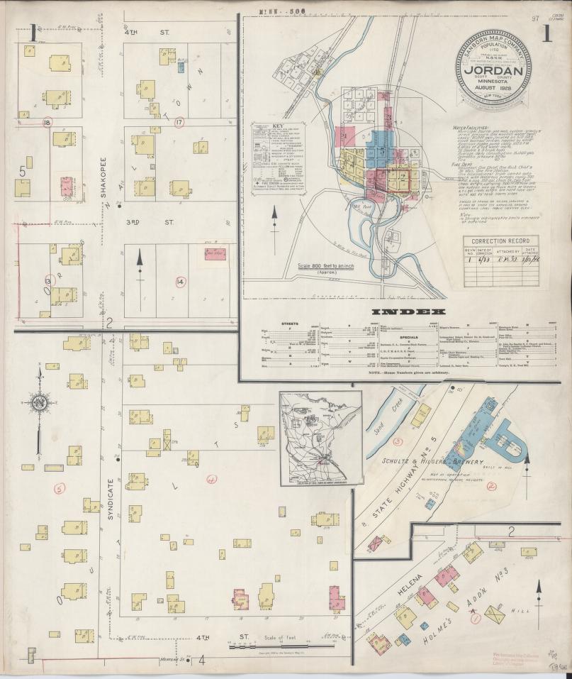 Sanborn Fire Insurance Map from Jordan, Scott County, Minnesota. (1933) – Map View