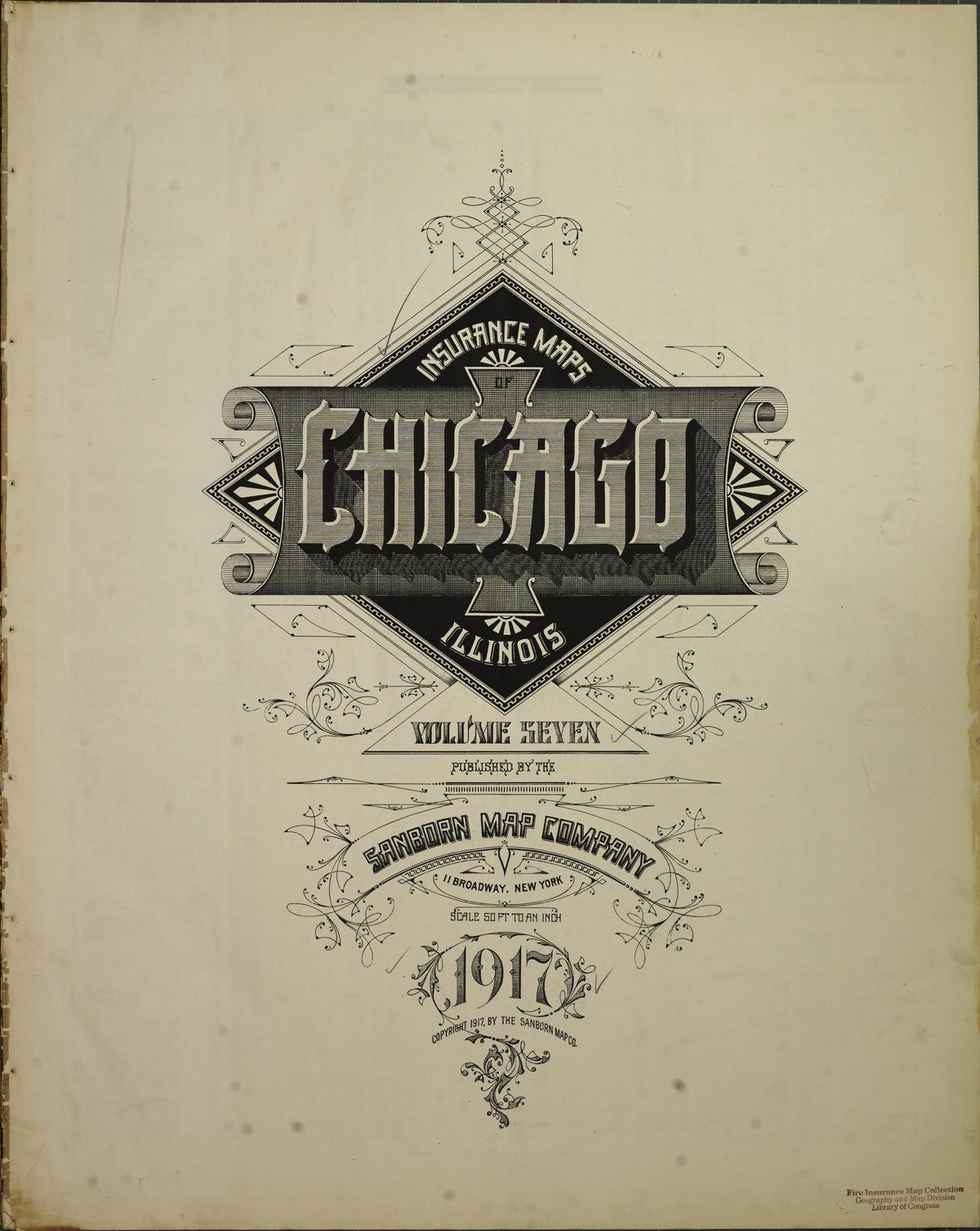 Sanborn Fire Insurance Map from Chicago, Cook County, Illinois (1917), Sheet #0001 - Historic Sanborn Fire Insurance Map Print, vintage old map wall art, antique decor, genealogy gift, Illinois Illinois map