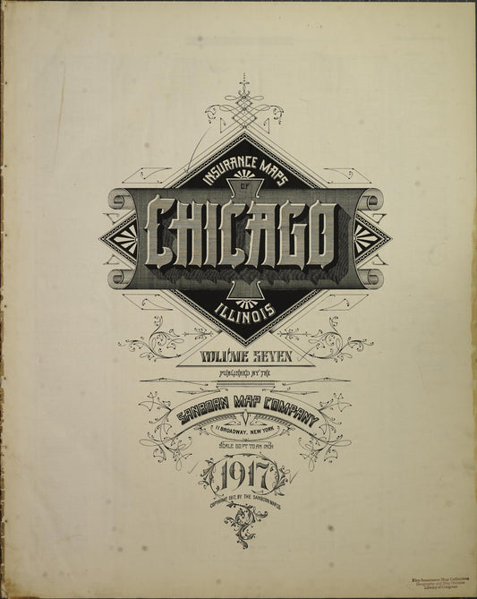 Sanborn Fire Insurance Map from Chicago, Cook County, Illinois (1917), Sheet #0001 - Historic Sanborn Fire Insurance Map Print, vintage old map wall art, antique decor, genealogy gift, Illinois Illinois map