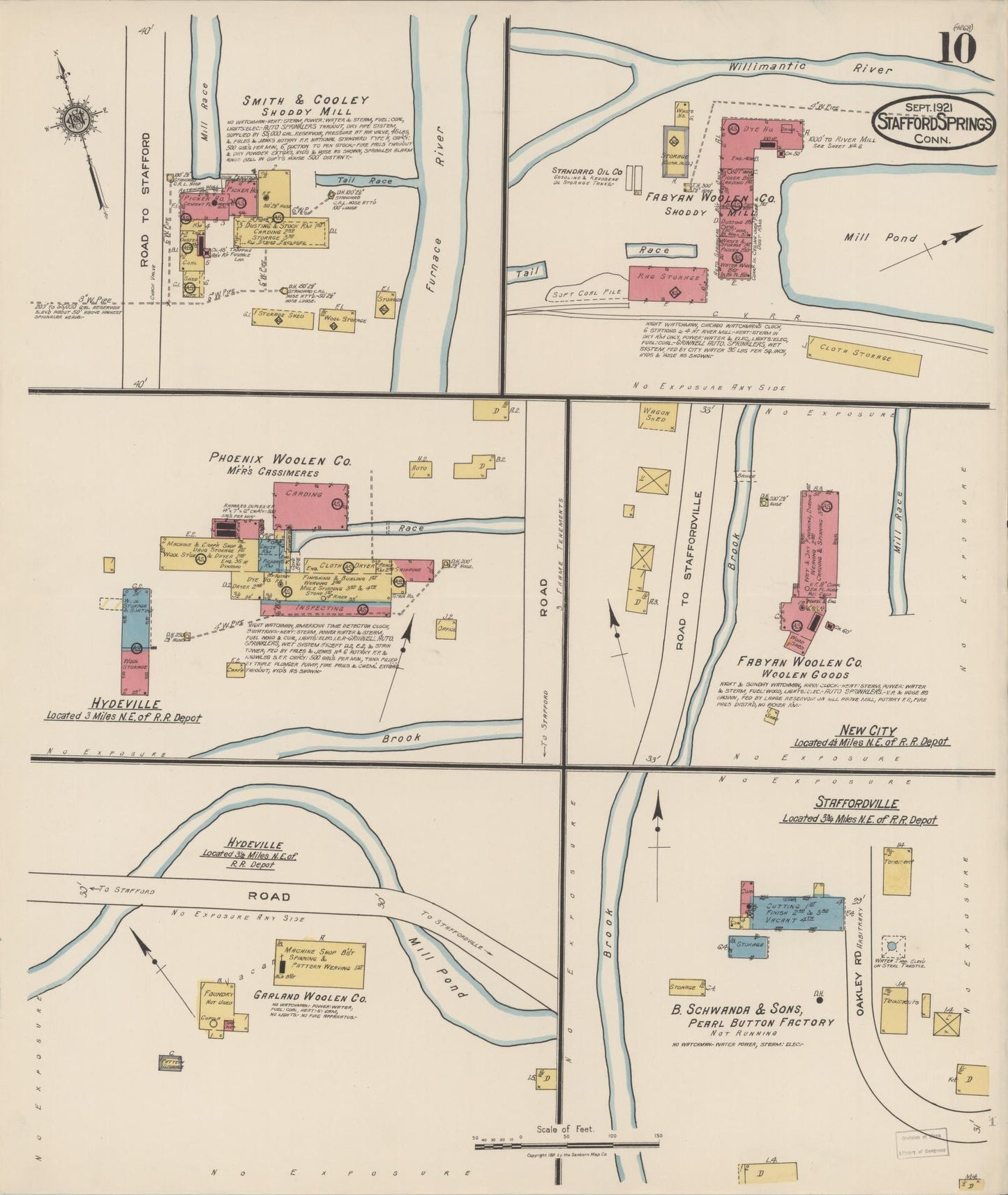 Sanborn Fire Insurance Map from Stafford Springs, Tolland County, Connecticut (1921), Sheet #0010 - Complete Map Set gallery image, historic Sanborn map, vintage wall art, Connecticut Connecticut