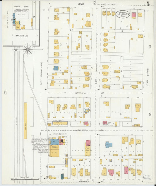 Sanborn Fire Insurance Map from La Junta, Otero County, Colorado (1906), Sheet #0005 - Historic Sanborn Fire Insurance Map Print, vintage old map wall art, antique decor, genealogy gift, Colorado Colorado map