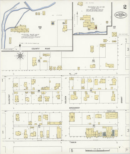 Sanborn Fire Insurance Map from Goldendale, Klickitat County, Washington (1909), Sheet #0002 - Complete Map Set gallery image, historic Sanborn map, vintage wall art, Washington Washington