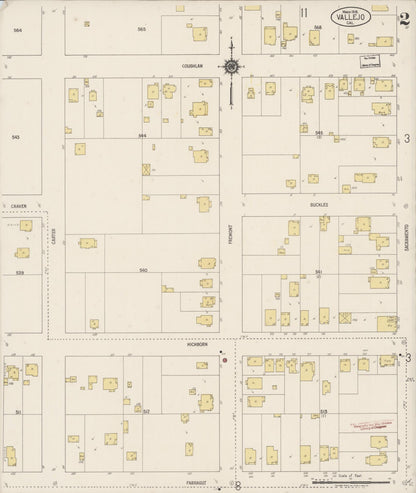 Sanborn Fire Insurance Map from Vallejo, Solano County, California (1919), Sheet #0002 - Complete Map Set gallery image, historic Sanborn map, vintage wall art, California California