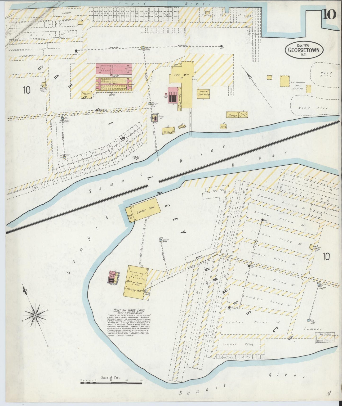 Sanborn Fire Insurance Map from Georgetown, Georgetown County, South Carolina (1899), Sheet #0010 - Complete Map Set gallery image, historic Sanborn map, vintage wall art, South Carolina South Carolina