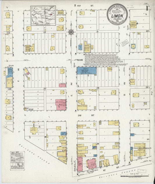Sanborn Fire Insurance Map from Limon, Lincoln County, Colorado (1920), Sheet #0001 - Historic Sanborn Fire Insurance Map Print, vintage old map wall art, antique decor, genealogy gift, Colorado Colorado map