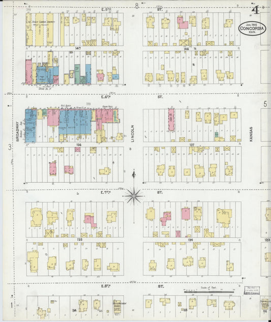 Sanborn Fire Insurance Map from Concordia, Cloud County, Kansas (1905), Sheet #0004 - Historic Sanborn Fire Insurance Map Print, vintage old map wall art, antique decor, genealogy gift, Kansas Kansas map