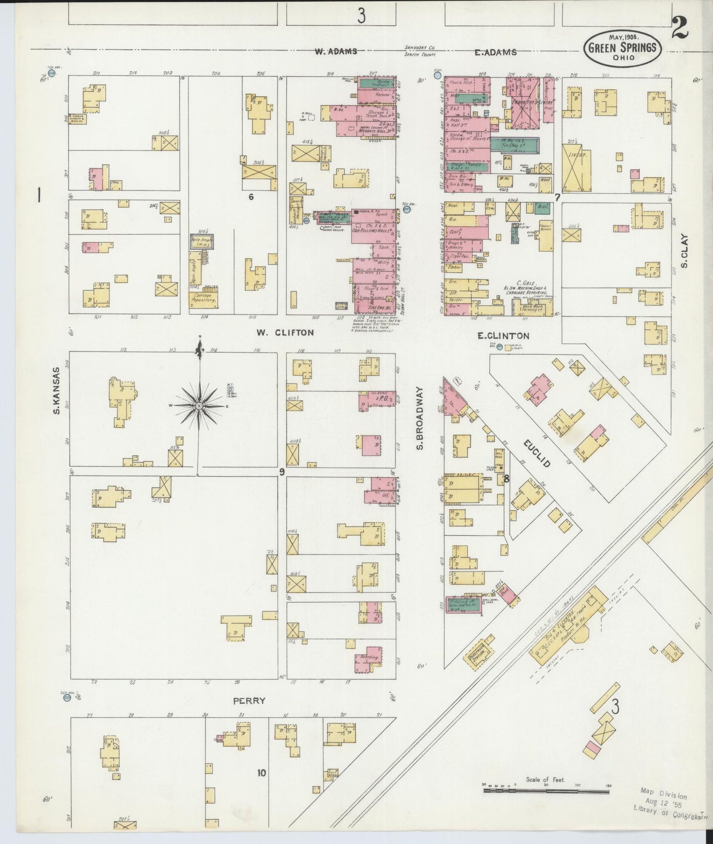 Sanborn Fire Insurance Map from Green Springs, Sandusky And Seneca Counties, Ohio (1906), Sheet #0002 - Historic Sanborn Fire Insurance Map Print, vintage old map wall art, antique decor, genealogy gift, Ohio Ohio map