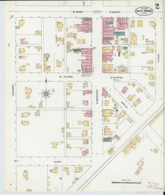 Sanborn Fire Insurance Map from Green Springs, Sandusky And Seneca Counties, Ohio (1906), Sheet #0002 - Historic Sanborn Fire Insurance Map Print, vintage old map wall art, antique decor, genealogy gift, Ohio Ohio map