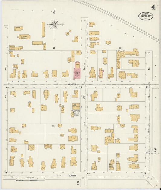 Sanborn Fire Insurance Map from Union City, Erie County, Pennsylvania (1900), Sheet #0004 - Historic Sanborn Fire Insurance Map Print, vintage old map wall art, antique decor, genealogy gift, Pennsylvania Pennsylvania map