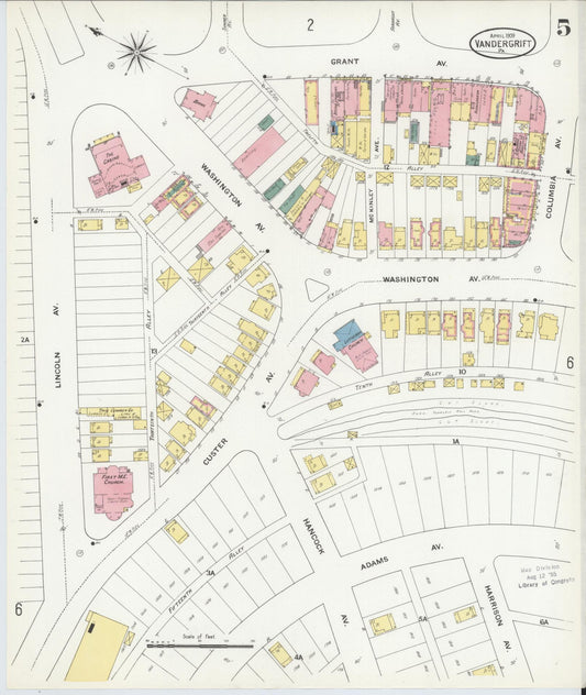 Sanborn Fire Insurance Map from Vandergrift, Westmoreland County, Pennsylvania (1909), Sheet #0005 - Historic Sanborn Fire Insurance Map Print, vintage old map wall art, antique decor, genealogy gift, Pennsylvania Pennsylvania map