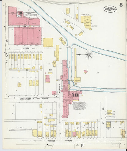 Sanborn Fire Insurance Map from Middletown, Butler County, Ohio (1901), Sheet #0008 - Complete Map Set gallery image, historic Sanborn map, vintage wall art, Ohio Ohio
