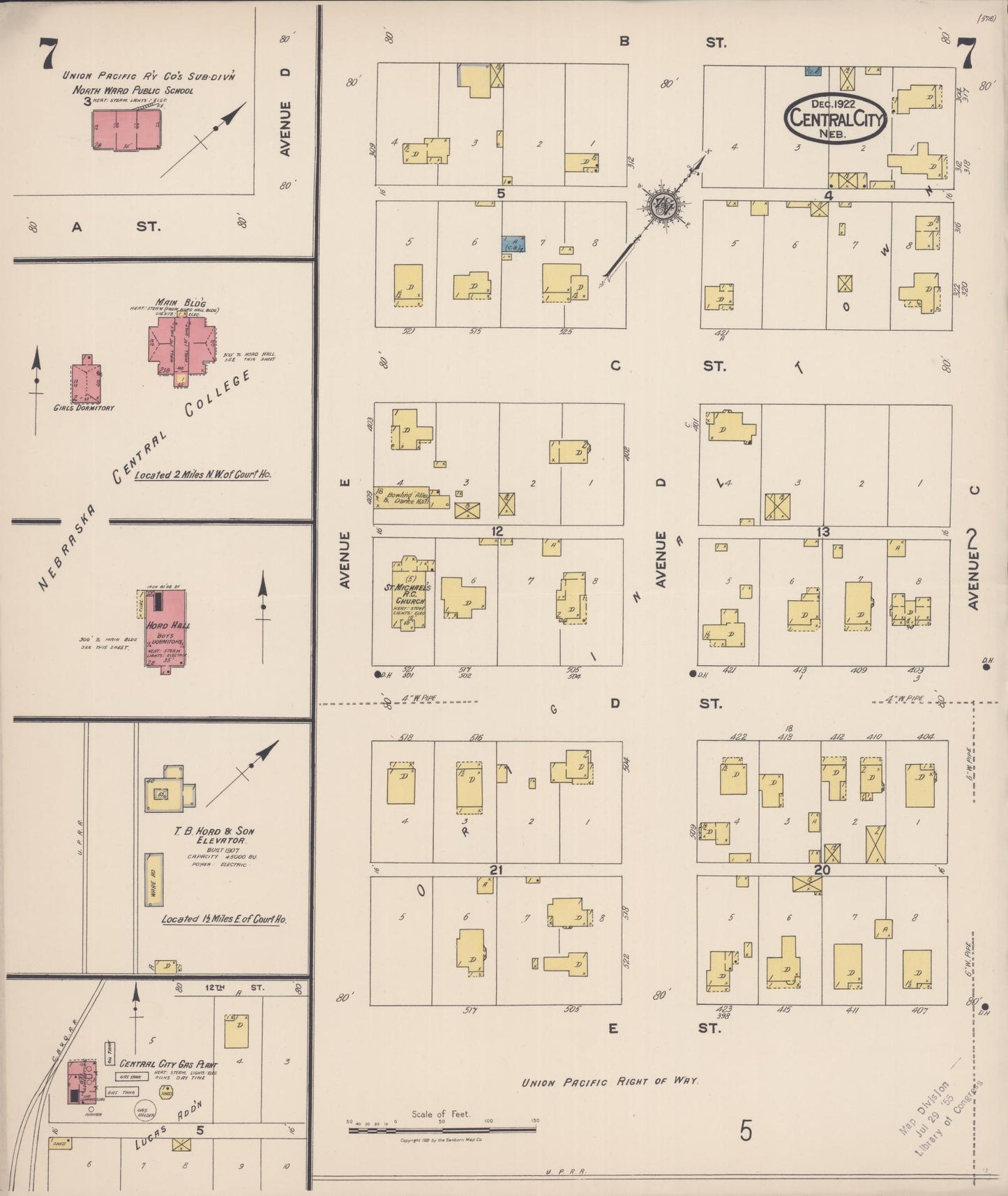 Sanborn Fire Insurance Map from Central City, Merrick County, Nebraska (1922), Sheet #0007 - Complete Map Set gallery image, historic Sanborn map, vintage wall art, Nebraska Nebraska