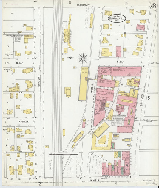 Sanborn Fire Insurance Map from Kendallville, Noble County, Indiana (1904), Sheet #0003 - Historic Sanborn Fire Insurance Map Print, vintage old map wall art, antique decor, genealogy gift, Indiana Indiana map