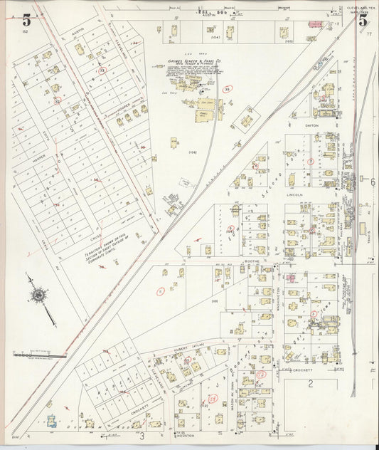 Sanborn Fire Insurance Map from Cleveland, Liberty County, Texas (1939), Sheet #0005 - Historic Sanborn Fire Insurance Map Print, vintage old map wall art, antique decor, genealogy gift, Texas Texas map