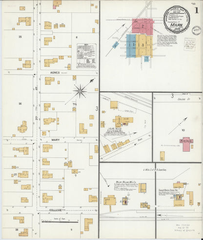 Sanborn Fire Insurance Map from Milan, Gibson County, Tennessee (1900), Sheet #0001 - Complete Map Set gallery image, historic Sanborn map, vintage wall art, Tennessee Tennessee