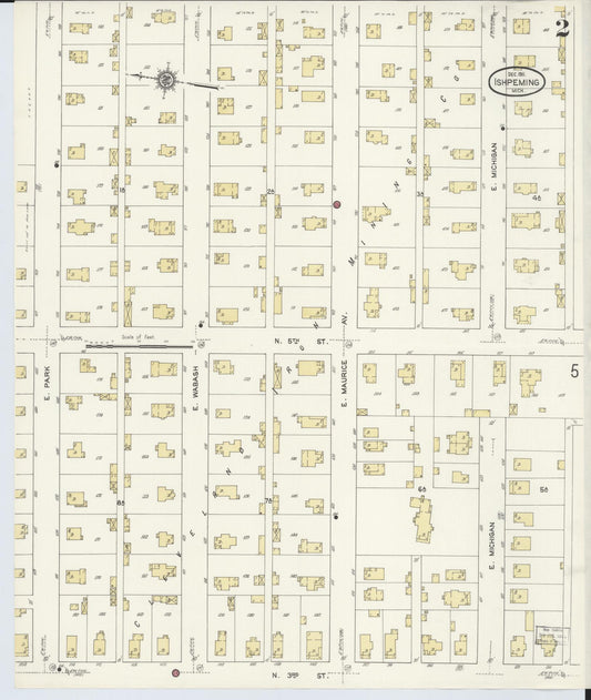 Sanborn Fire Insurance Map from Ishpeming, Marquette County, Michigan (1911), Sheet #0002 - Historic Sanborn Fire Insurance Map Print, vintage old map wall art, antique decor, genealogy gift, Michigan Michigan map