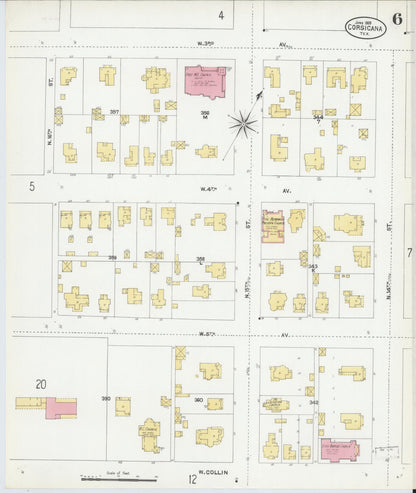 Sanborn Fire Insurance Map from Corsicana, Navarro County, Texas (1905), Sheet #0006 - Complete Map Set gallery image, historic Sanborn map, vintage wall art, Texas Texas